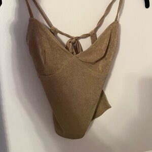 Gold shimmery open back top